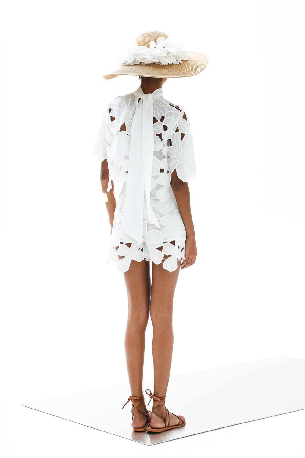 Lace The Label Zoe High Waist Shorts in white - women's shorts - detail view