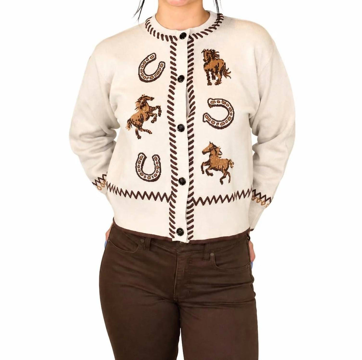Skies Are Blue - Desert Rodeo Western Intarsia Cardigan