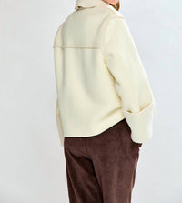 SARA CAMPBELL Rhiannon Shearling Suede Jacket in ivory - women's jacket - view 4