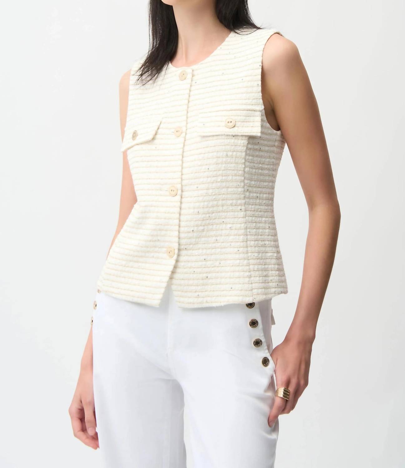 Joseph Ribkoff - Striped Fitted Bouclé Vest