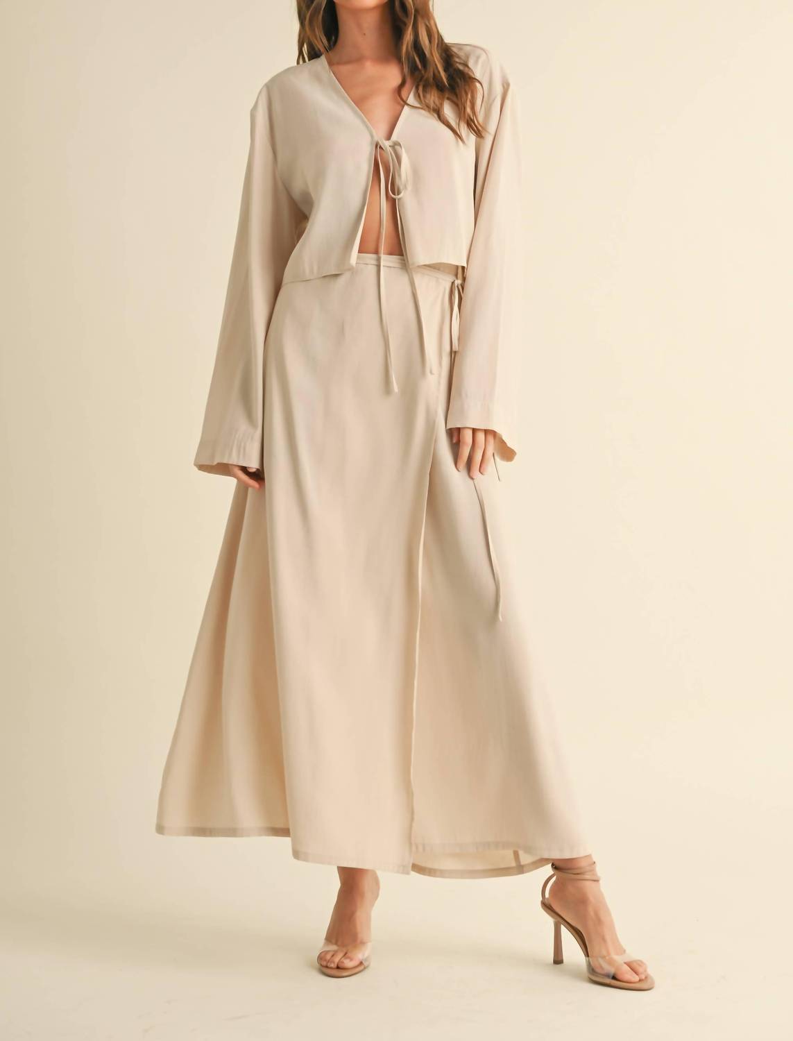 Miou Muse - Long Sleeve Tie Front Top