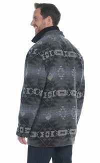 Cripple Creek Navajo Blanket Zip And Button Front Coat With Knit Collar in cosmic grey - men's jacket - alternate view
