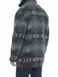 Cripple Creek Navajo Blanket Zip And Button Front Coat With Knit Collar in cosmic grey - men's jacket - detail view