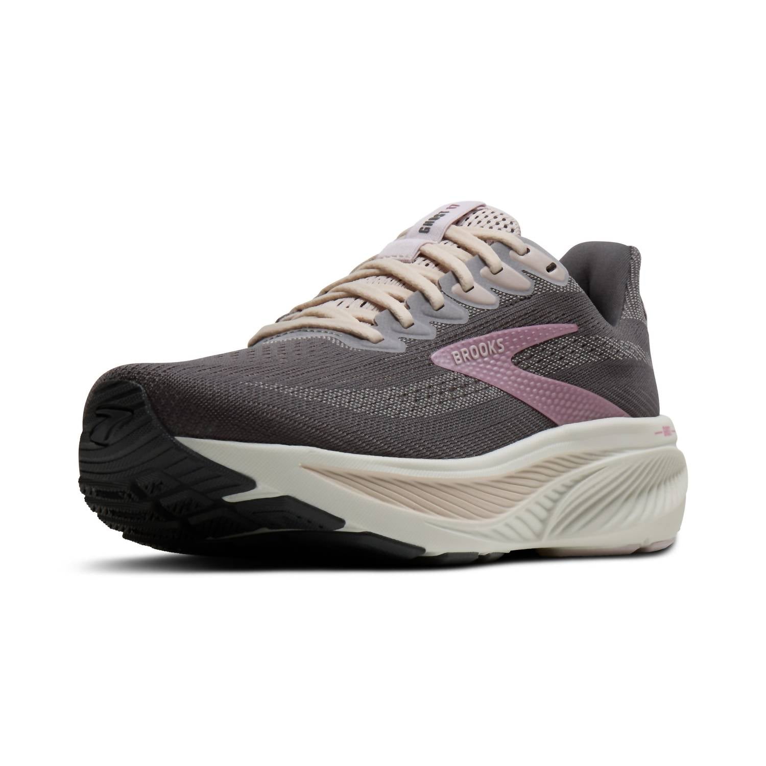 BROOKS Women's Ghost 17 Shoes in poppy seed pink bluewash - women's shoe - detail view