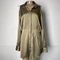 JBQ Women's Collared Shirt Mini Dress in green - women's dress