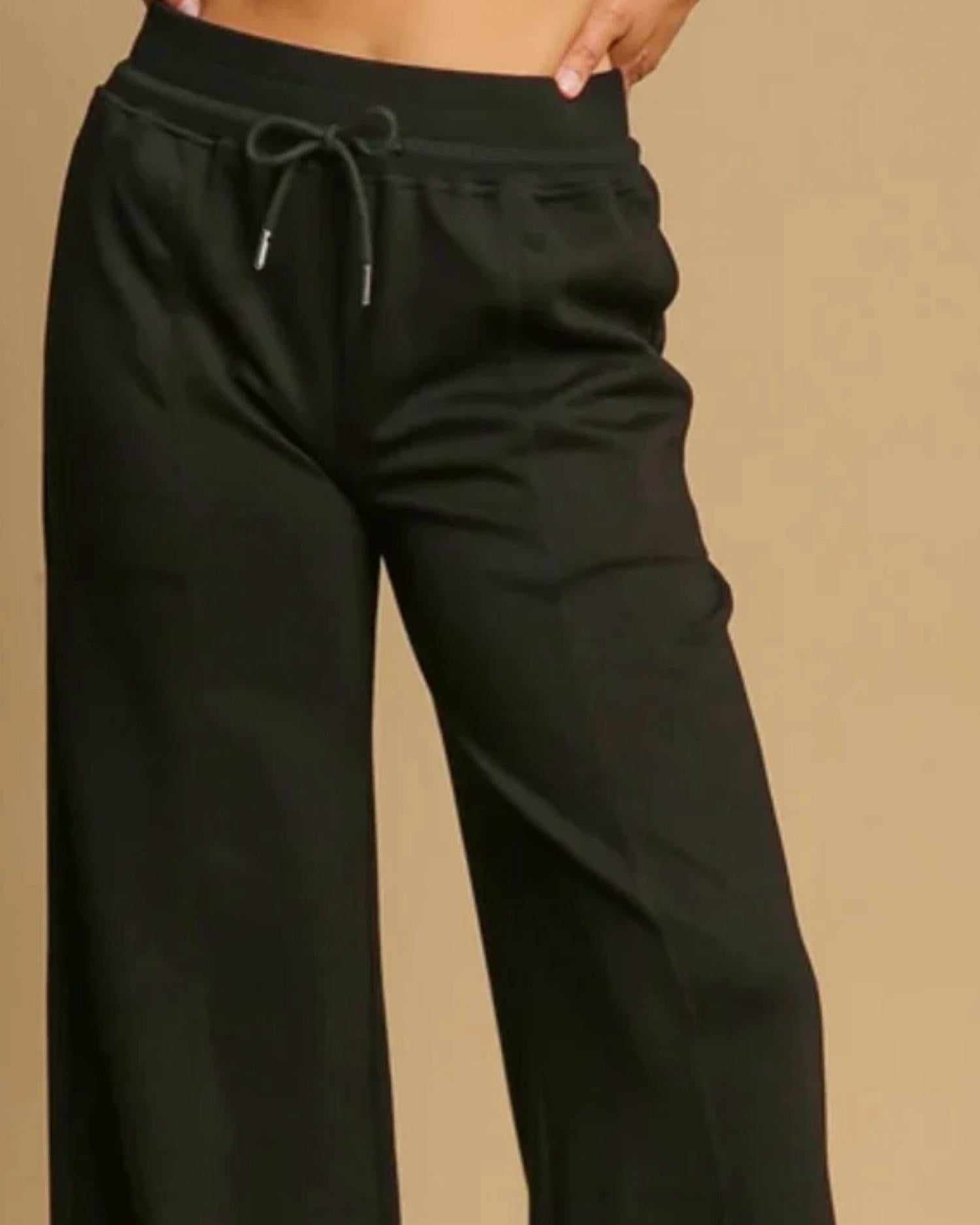 Umgee - High Waist LuxeKnit Wide Leg Sweatpants