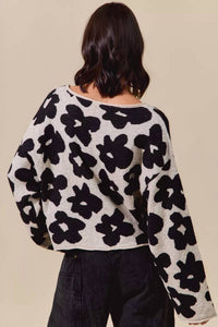 So Me - Loose Fit Flower Sweater Top
