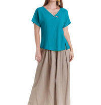 Oh My Gauze! Mike Cotton Top in turquoise - women's t-shirt