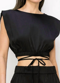 Ina Fashion - Sidney Sleeveless Satin Crop Top