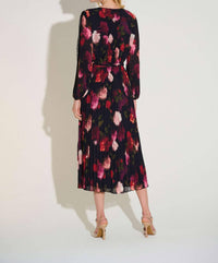 Joseph Ribkoff - Pleated Chiffon Floral Fit & Flare Dress
