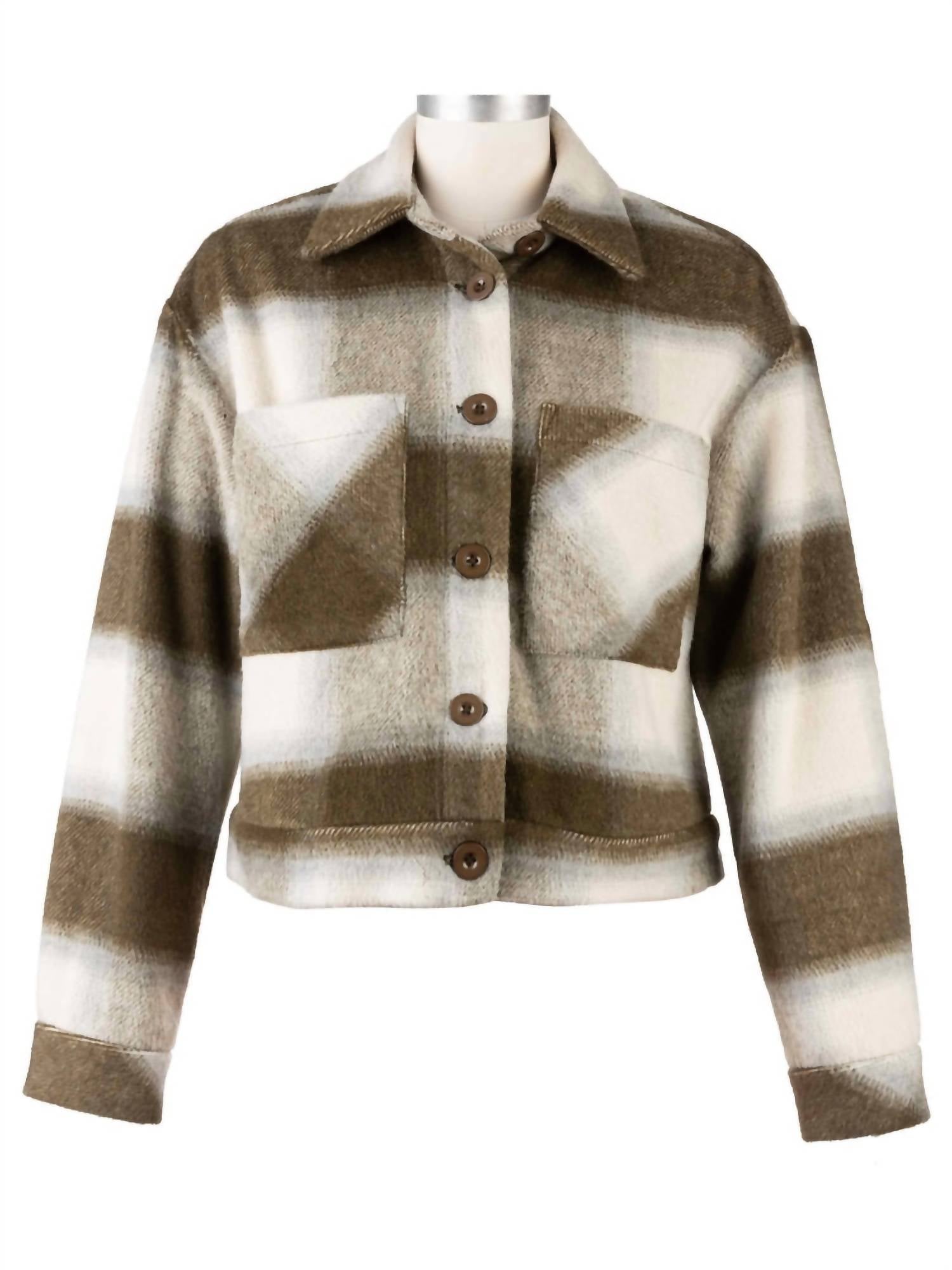 KUT FROM THE KLOTH Women's Luciana Crop Jacket With Drop Shoulder in olive - women's jacket