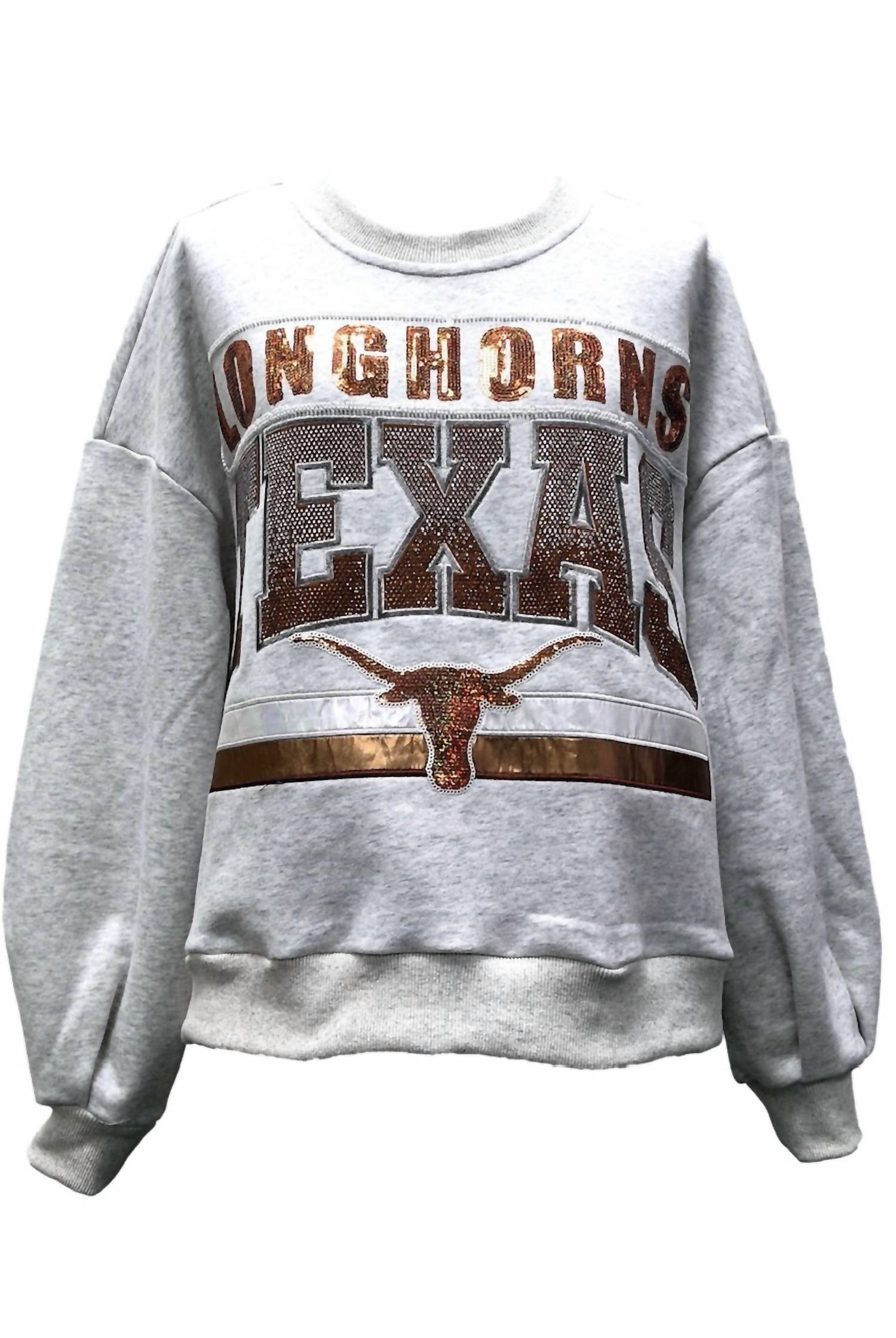 QUEEN OF SPARKLES Longhorns Texas Vintage Sweatshirt in grey - women's top - view 6