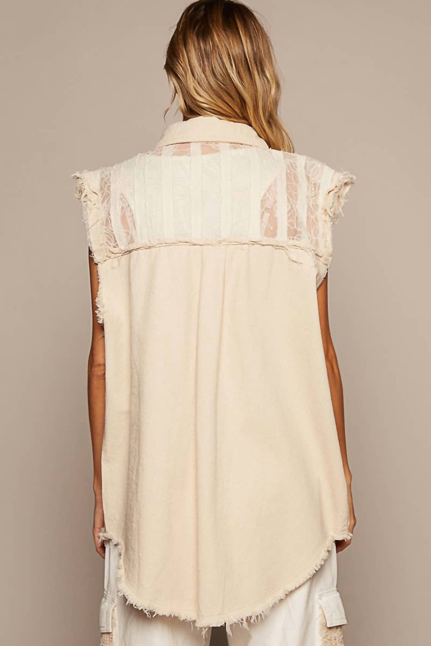 Pol - Oversized Sleeveless Crochet Lace Vest