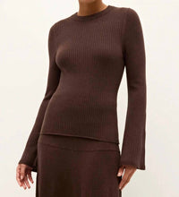 Marie Oliver Carrey Top in cacao 1 - women's long sleeve top