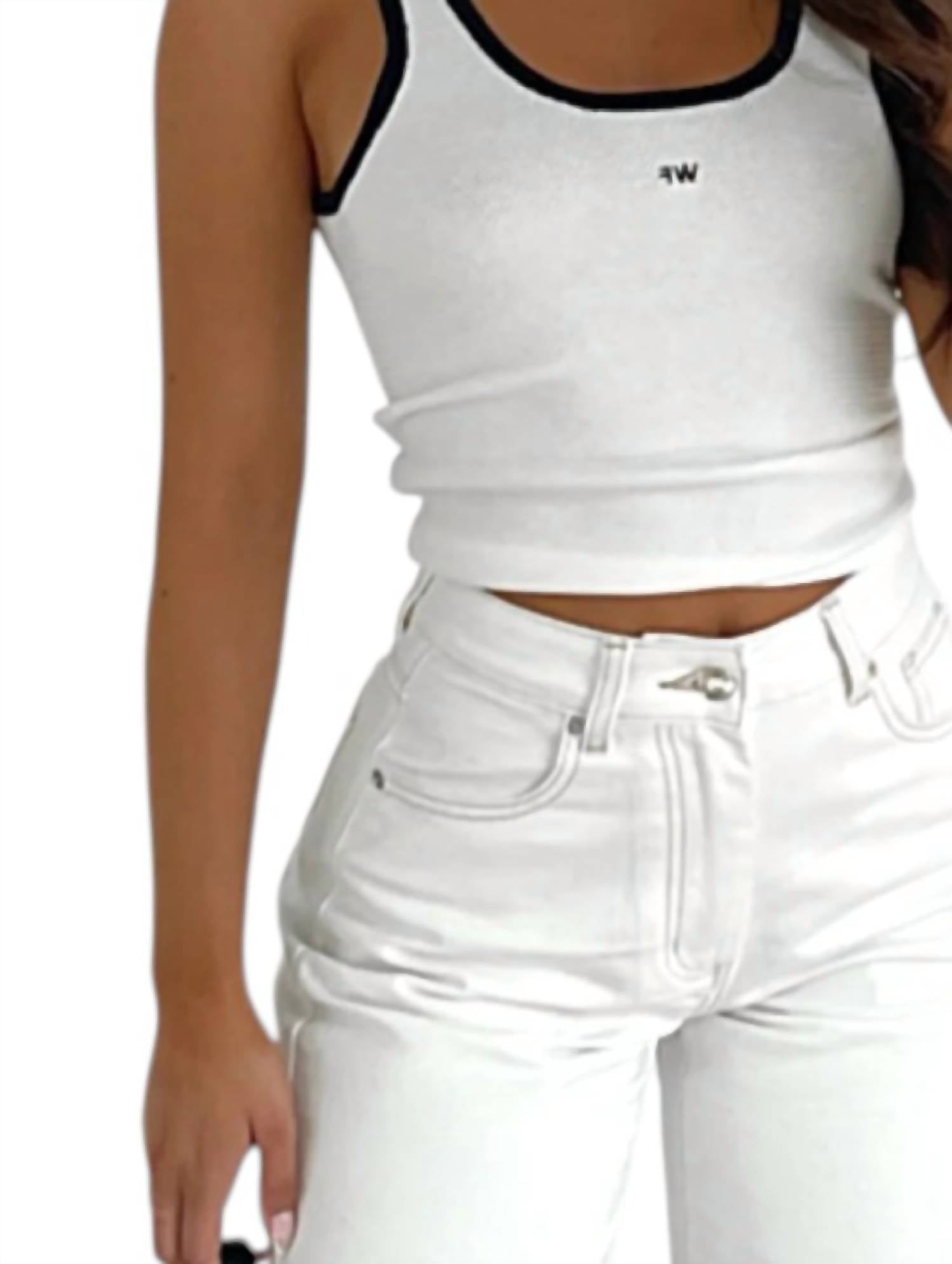 LOLA JEANS Ultra High Rise Wide Leg Jeans in white - women's pants - detail view