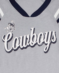 Starter - Womens Dallas Cowboys V-neck Striped Sleeve Shirt