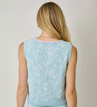 Mystree - Sleeveless V Neck Floral Knit Sweater Vest