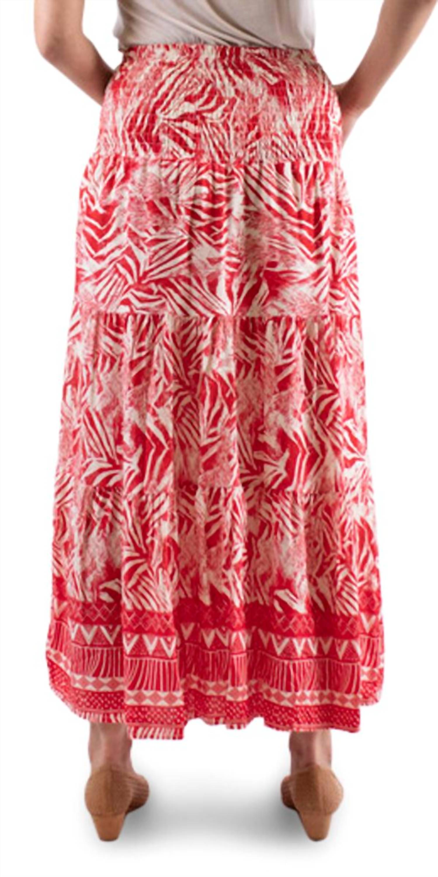 GIGI MODA Tribale Maxi Skirt in red - women's skirt - detail view
