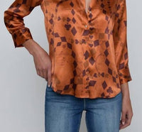 L'Agence - Dani Playing Card Geo Silk Blouse