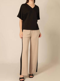 P.CILL V Neck Short Sleeve Top in black - women's t-shirt - view 4