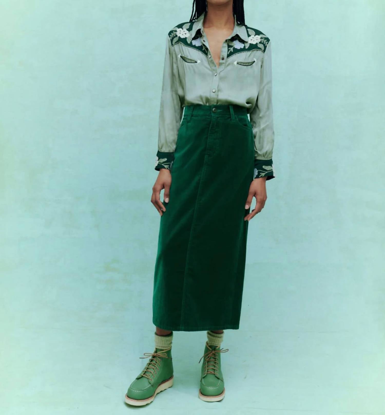 The Great. - Velvet Column Skirt