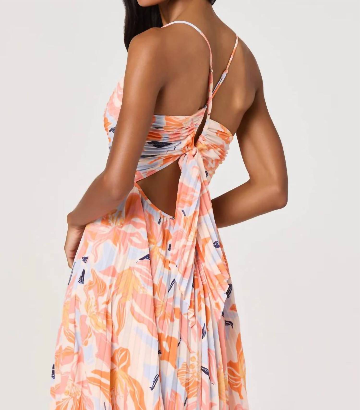 Astr - Blythe Floral Plisse Midi Dress