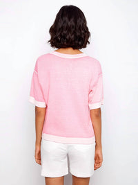 Charlie B - Short Sleeve Reverse Print Sweater