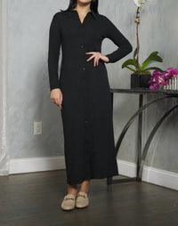 Japparel - Mackenzie Button Down Ribbed Maxi Dress
