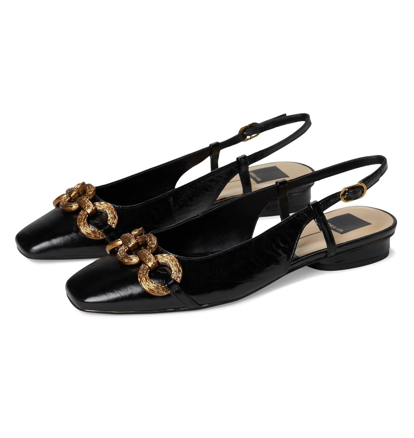 Dolce Vita Women's Ramano Slingback Flat in midnight crinkle patent - women's flats