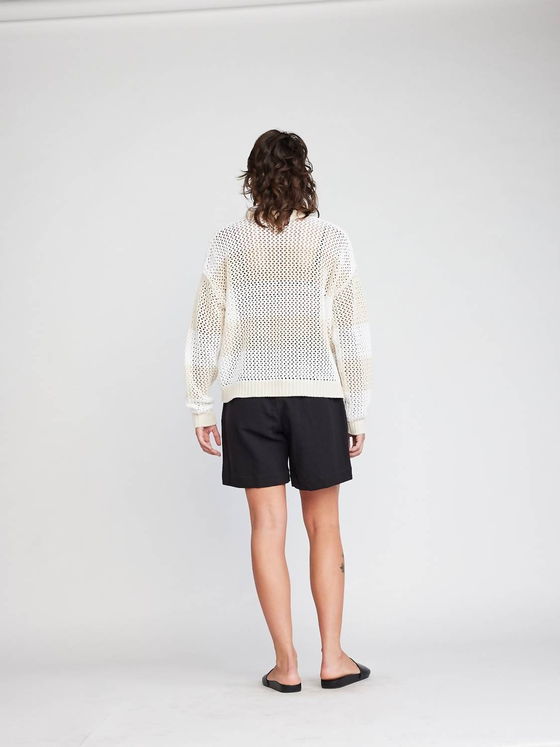 Self Contrast - Alanna Long Sleeve Fishnet Sweater