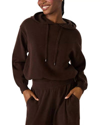 STEVE MADDEN Kinny Hooded Sweater Top in dark espresso - women's top
