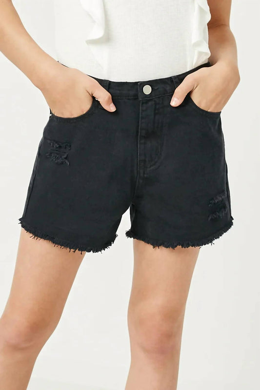 GIRLS DISTRESSED DENIM SHORTS