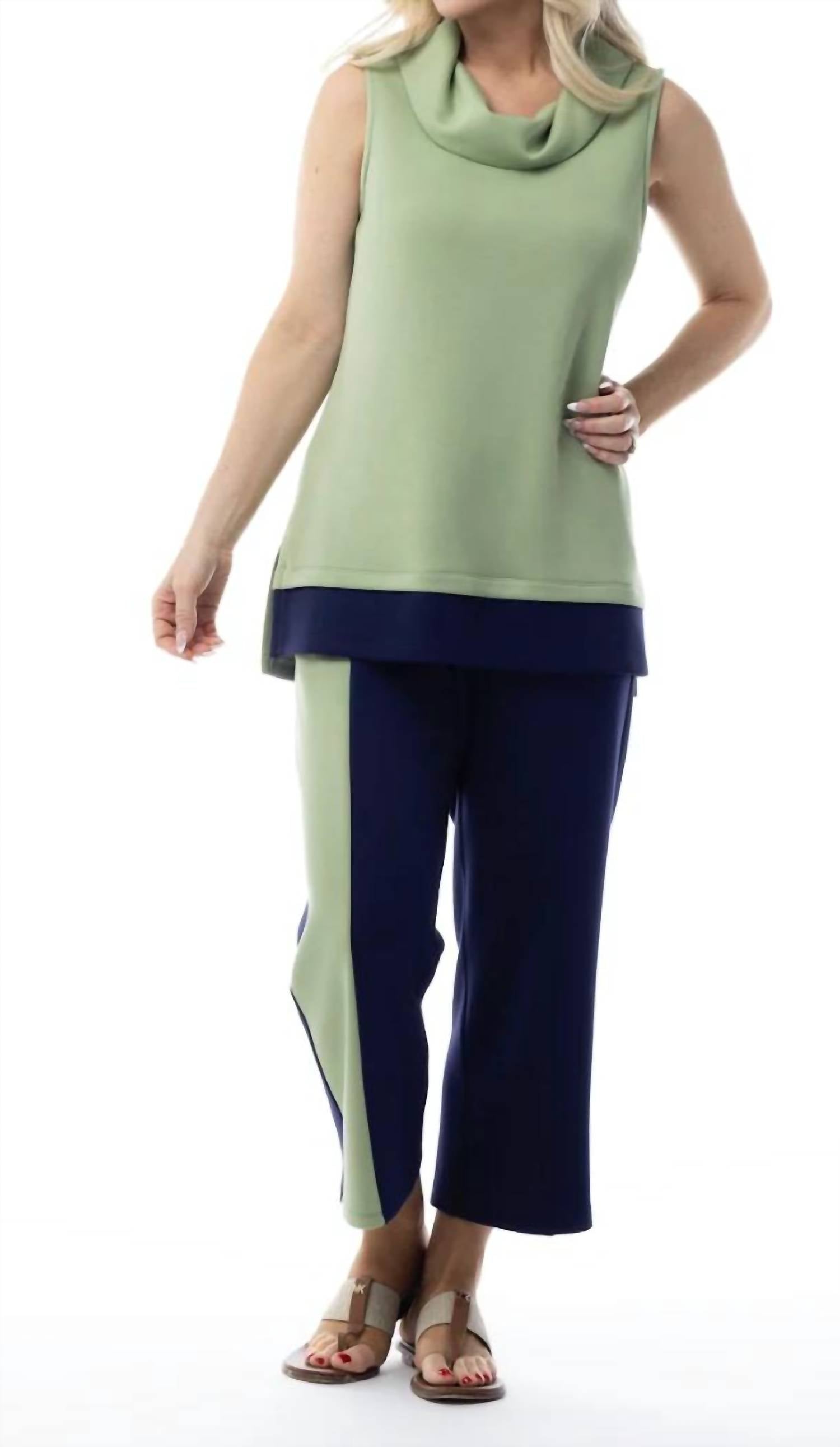 Pure Essence - Two-tone Pull-on Capri Pants