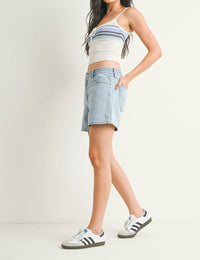 Just Black Denim - Elastic Waist Mom Short