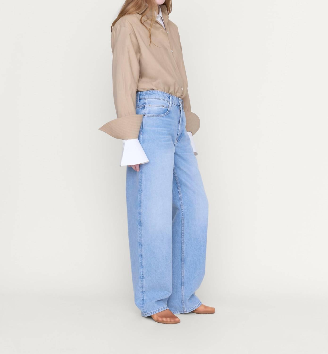 Ossou Rider Straight Leg Jeans in salt wash - women's jeans - detail view