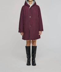 OOFWEAR Reversible Mid-length Jacket With Hood in silver plum - women's jacket - detail view