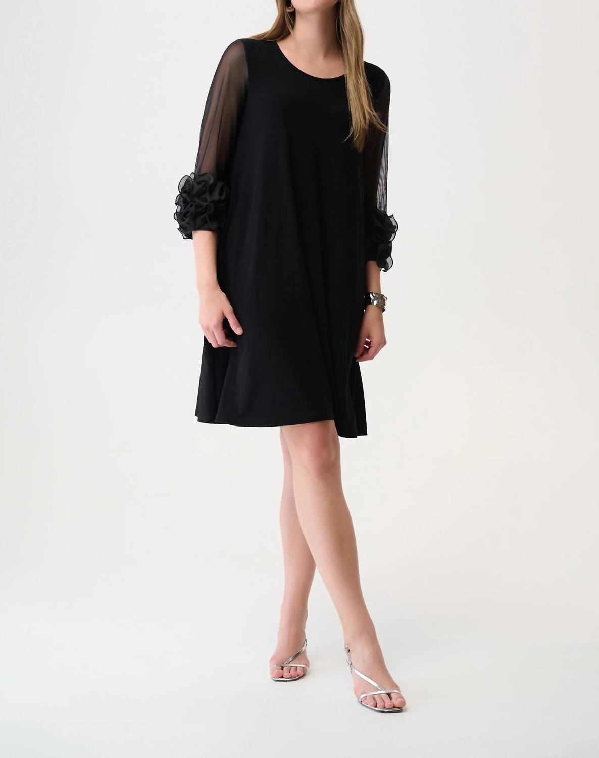 Joseph Ribkoff - Feather Sleeve Midi Dress