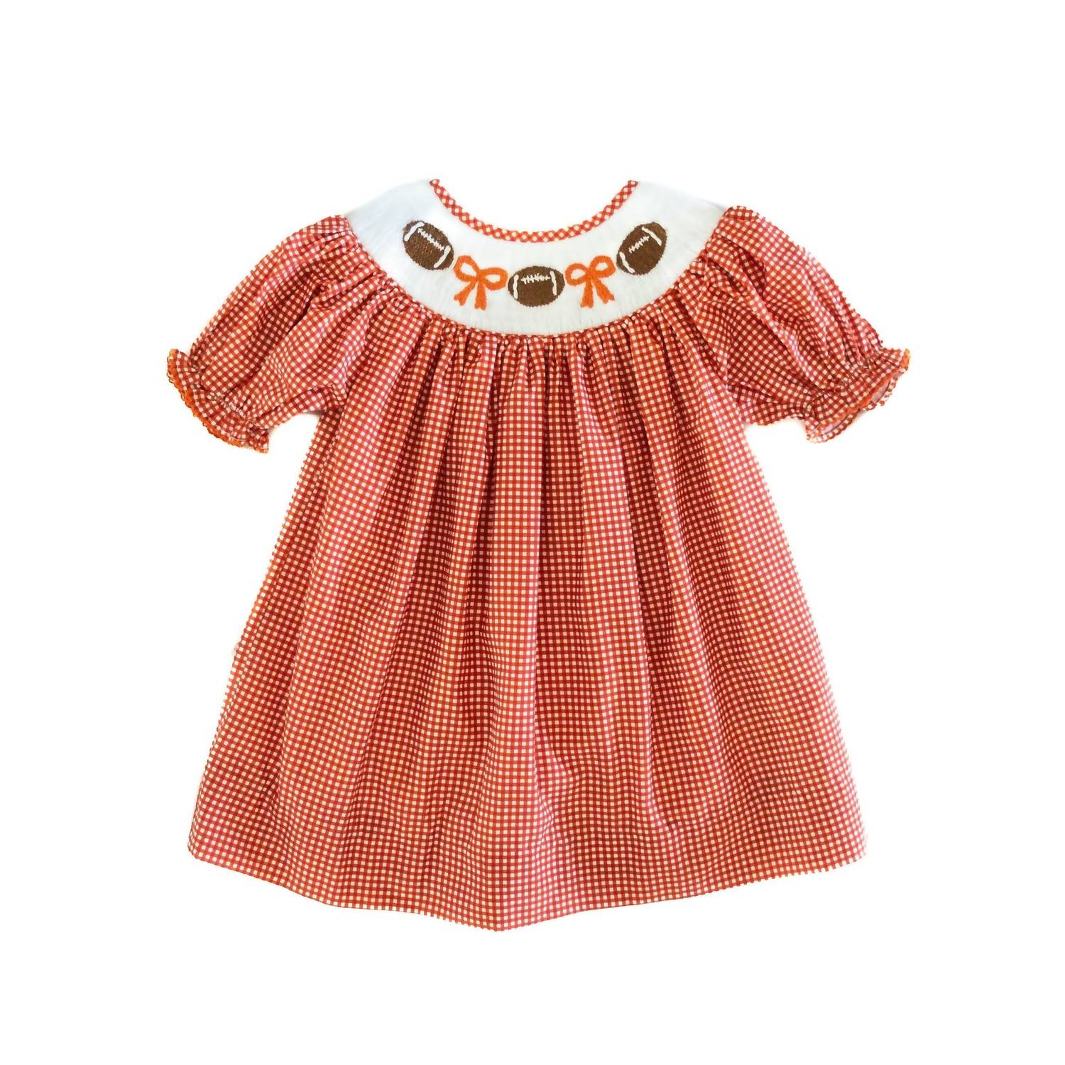 Teeta - Girl's Gingham Smocked Football Kate Dress