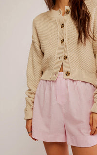 Free People Lila Cardigan in cream - women's cardigan - detail view