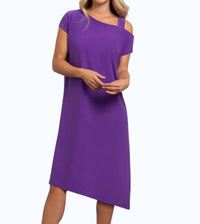 Sympli One Shoulder Boxy Dress in ultraviolet - women's dress