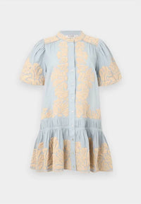 Sea - Alexandra Embroidered Bubble Sleeve Tunic Dress