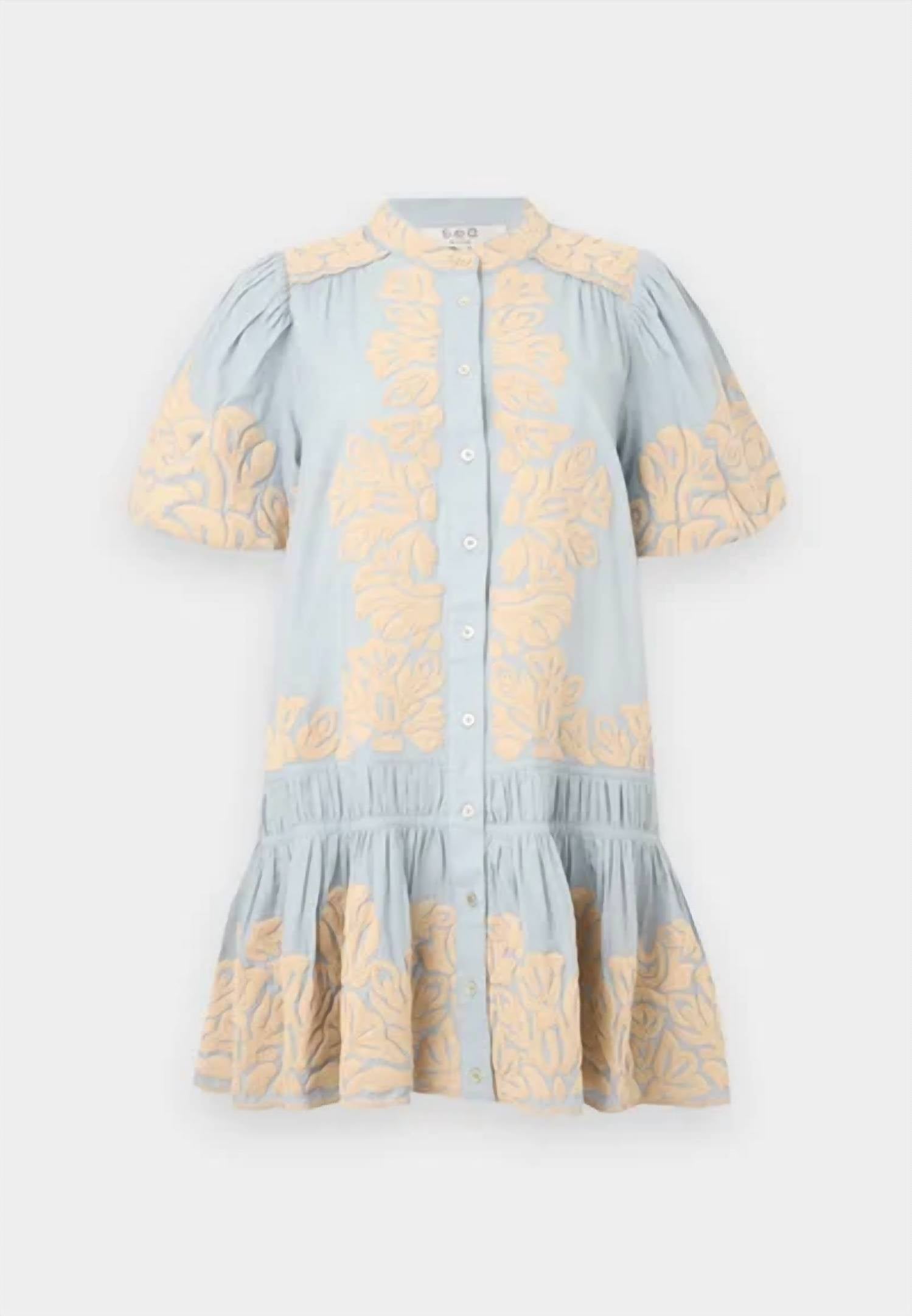 Sea - Alexandra Embroidered Bubble Sleeve Tunic Dress
