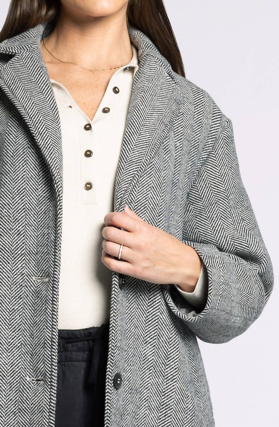 Thread & Supply Catalina Herringbone Coat in charcoal melange - women's jacket - view 6