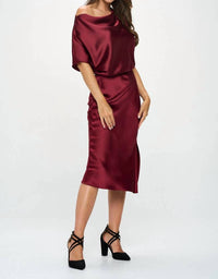 Reneec. - Satin Midi Dress With Slit