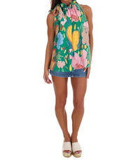 Umgee - Women's Blooming Beauty Floral Halter Neck Top