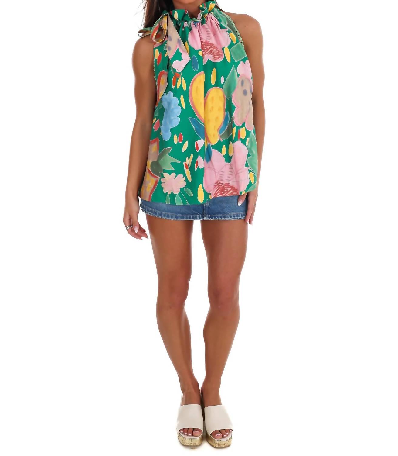 Umgee - Women's Blooming Beauty Floral Halter Neck Top