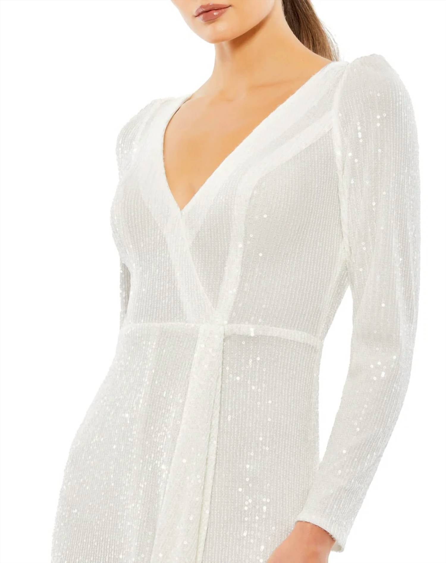 Ieena For Mac Duggal - Long Sequin Long Sleeve Dress