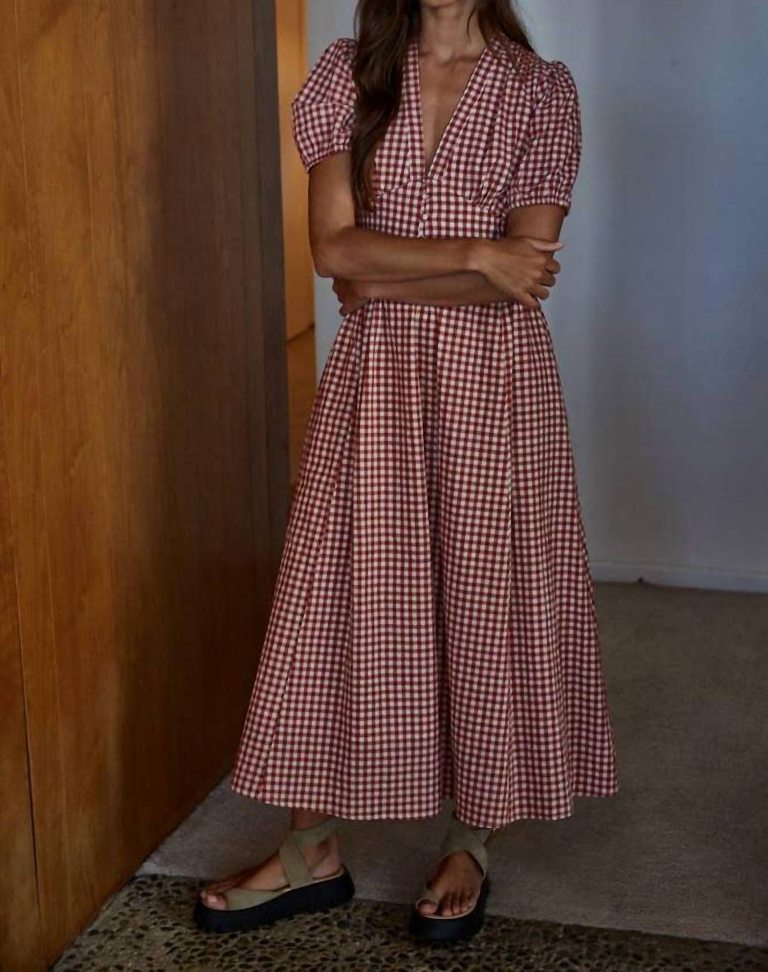 By Together - Gingham Print Button-down Dress