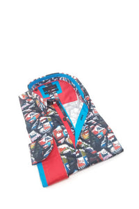 Eight X - Comic Style Dark Button Down With Trim