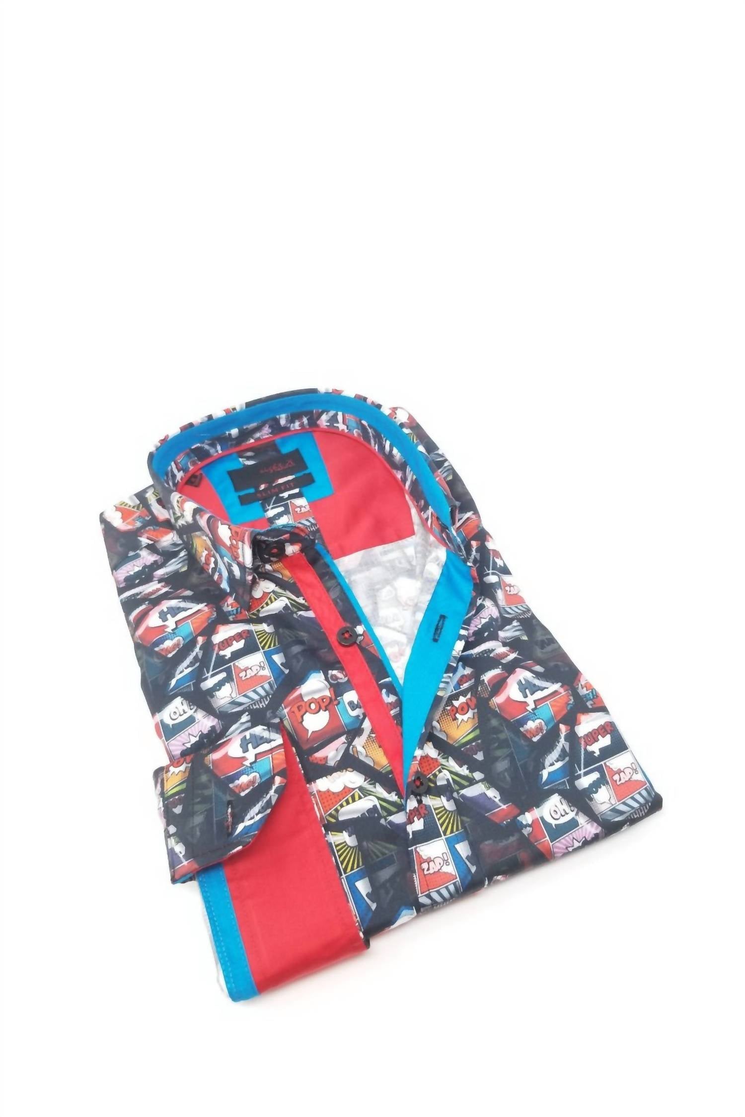 Eight X - Comic Style Dark Button Down With Trim